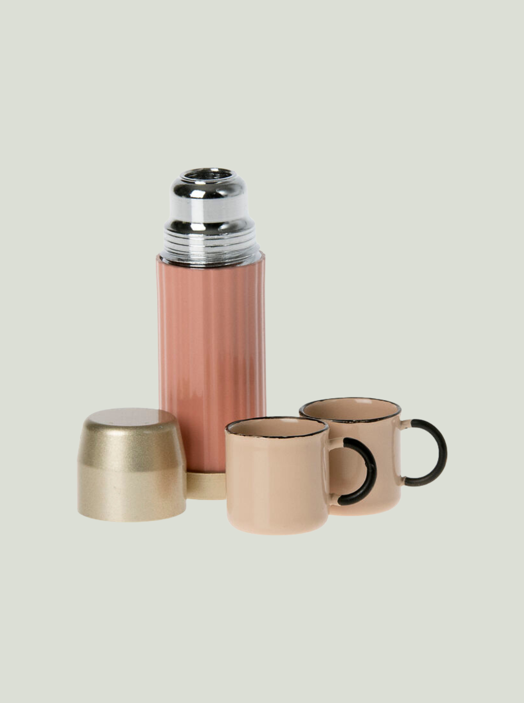 MAILEG Akcesoria dla lalek, miniaturowy termos z kubeczkami - soft coral