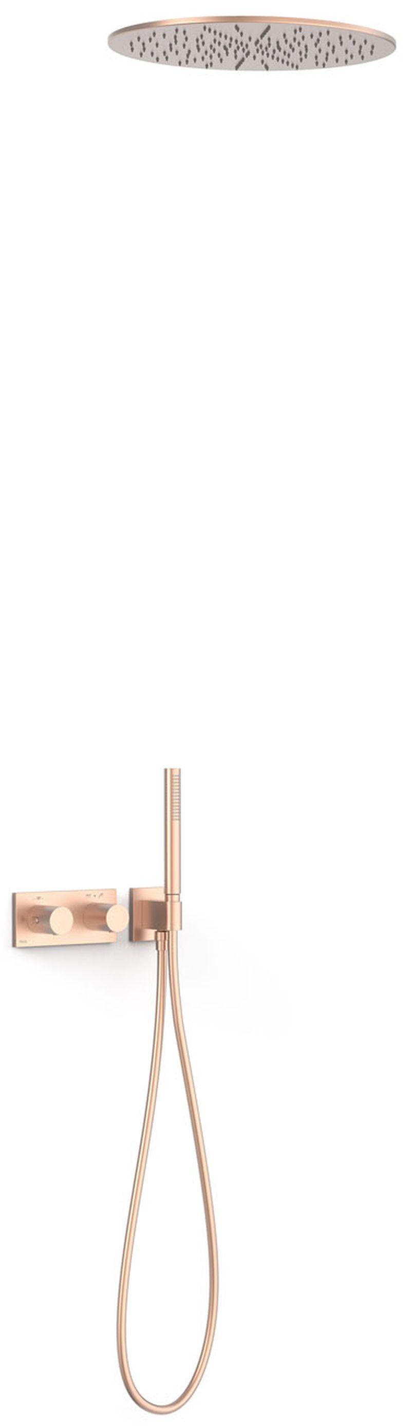 Tres B-System zestaw prysznicowy podtynkowy termostatyczny z deszczownicą różowe złoto mat 30735206OPM