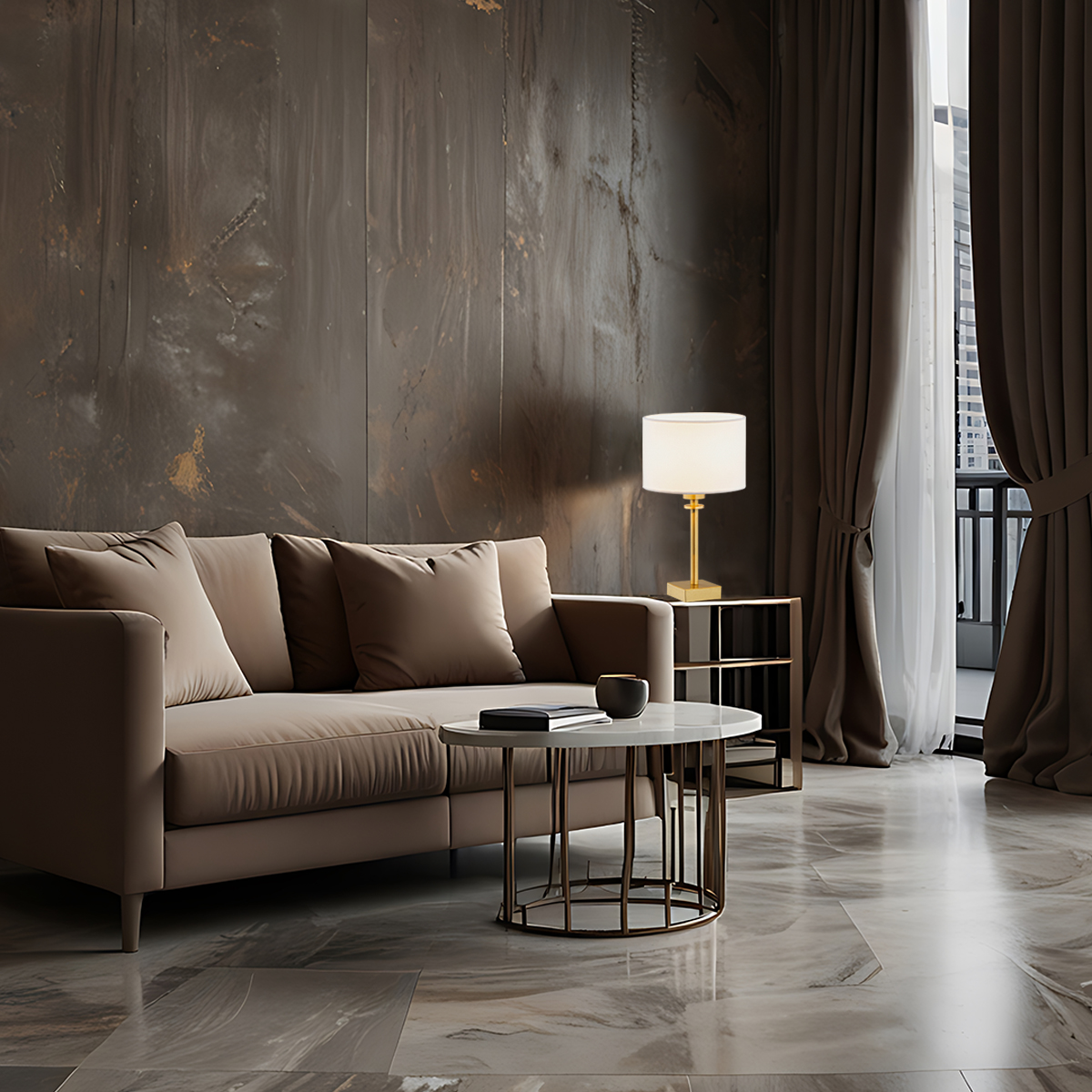 Argon Abbano lampa stołowa 1x15 W biała-mosiądz 8047