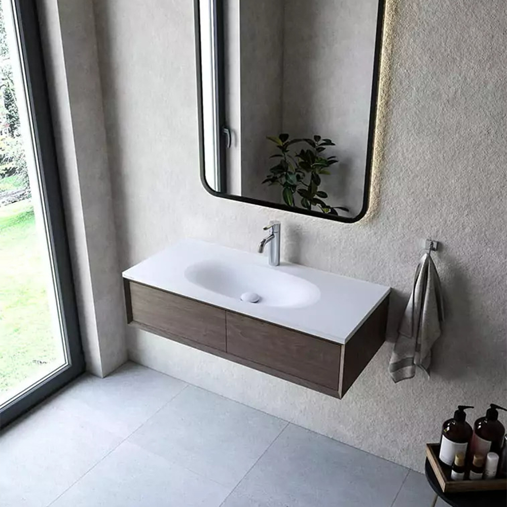 Cristalstone Armonico umywalka 100x45 cm wpuszczana prostokątna biały U1000-MCOTG/BO