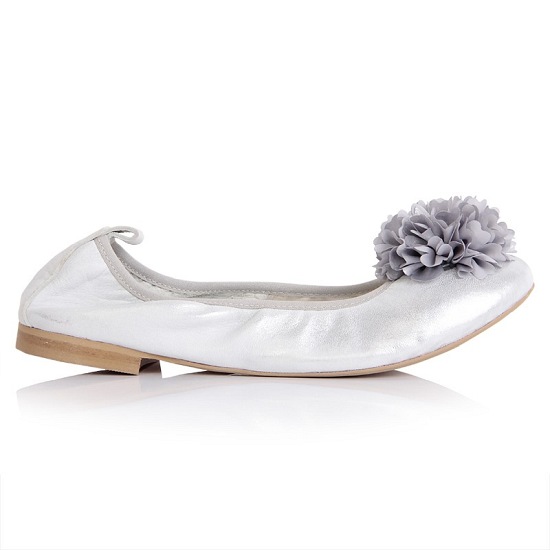 Baleriny damskie 92/81 Srebro/szary