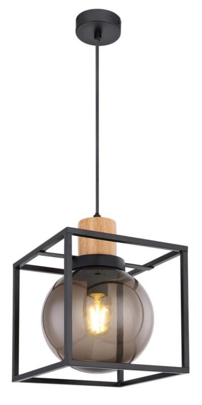Lampa sufitowa wisząca Candellux Retro 0743 czarna-jasne drewno retro 1xE27 x 40W 1 szt.