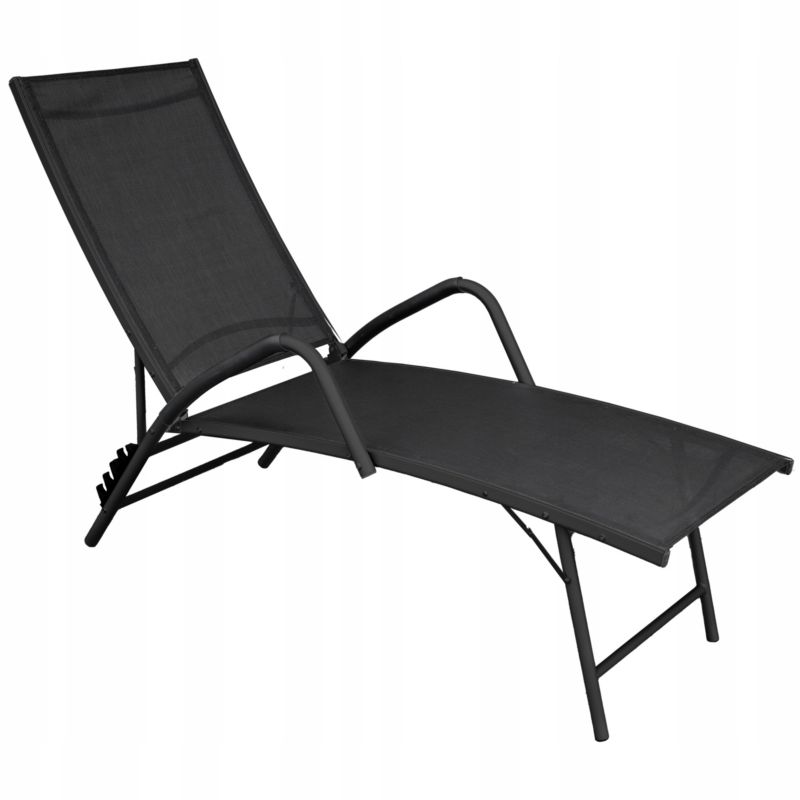Leżanka ogrodowa JUMI składana czarna z regulowanym oparciem 184 cm aluminiowa 1 szt.