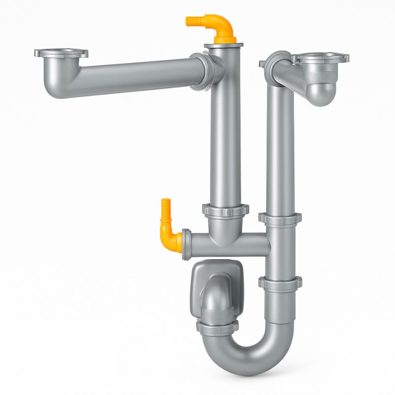 Syfon zlewozmywakowy Lira Spazio 2 oszczędzający miejsce do dwukomorowych 1szt