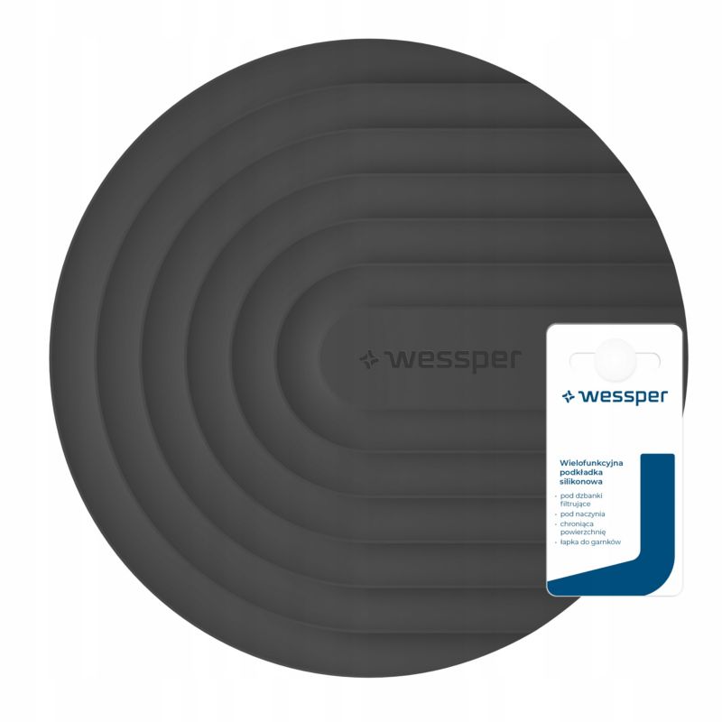 Podkładka kuchenna, Wessper, mata silikonowa, pod garnek, patelnię, żaroodporna, bez BPA, czarna, 1szt