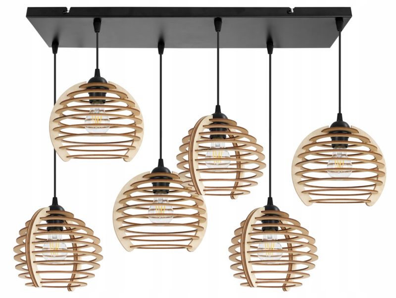 Lampa sufitowe wisząca Light Home LH Timber 6x E27 60W czarny 1szt.