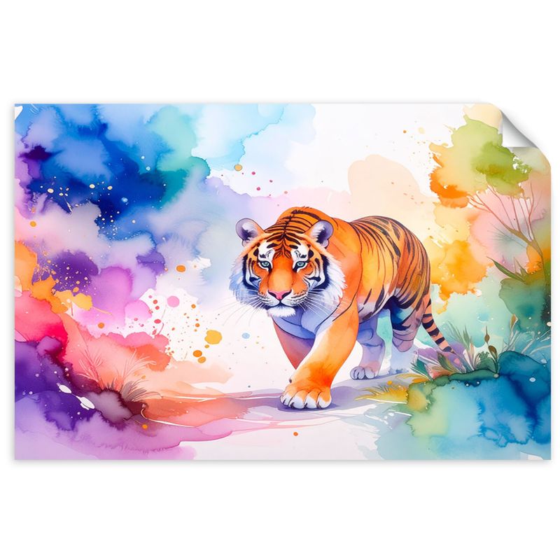 Naklejka na ścianę Feeby Kolorowy Tygrys Safari Akwarela 150x100cm 1szt