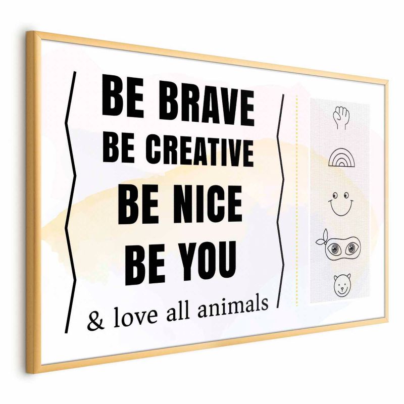 Plakat Artgeist Bądź sobą 42x29,7 cm z ramą złotą 1 szt