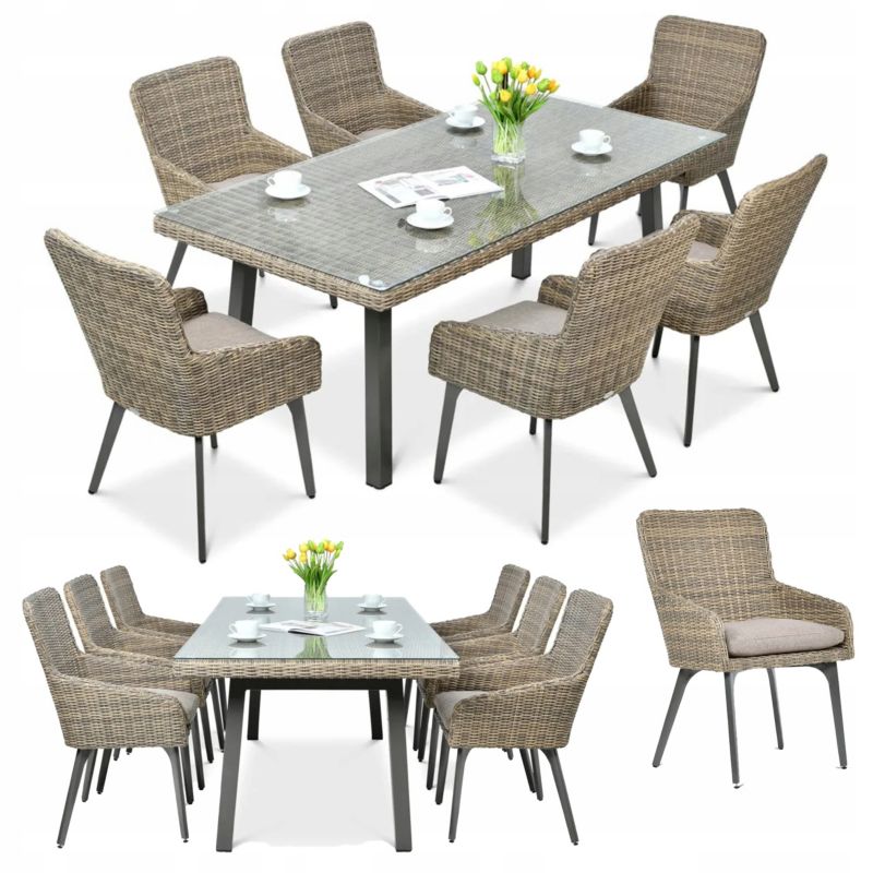 Zestaw Mebli Ogrodowych Jadalnianych Technorattan Milano Stół 200cm Krzesło 1 szt