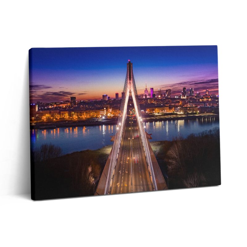 Obraz na płótnie Wallfluent 80x60 cm Most i miasto wieczorem 1 szt.