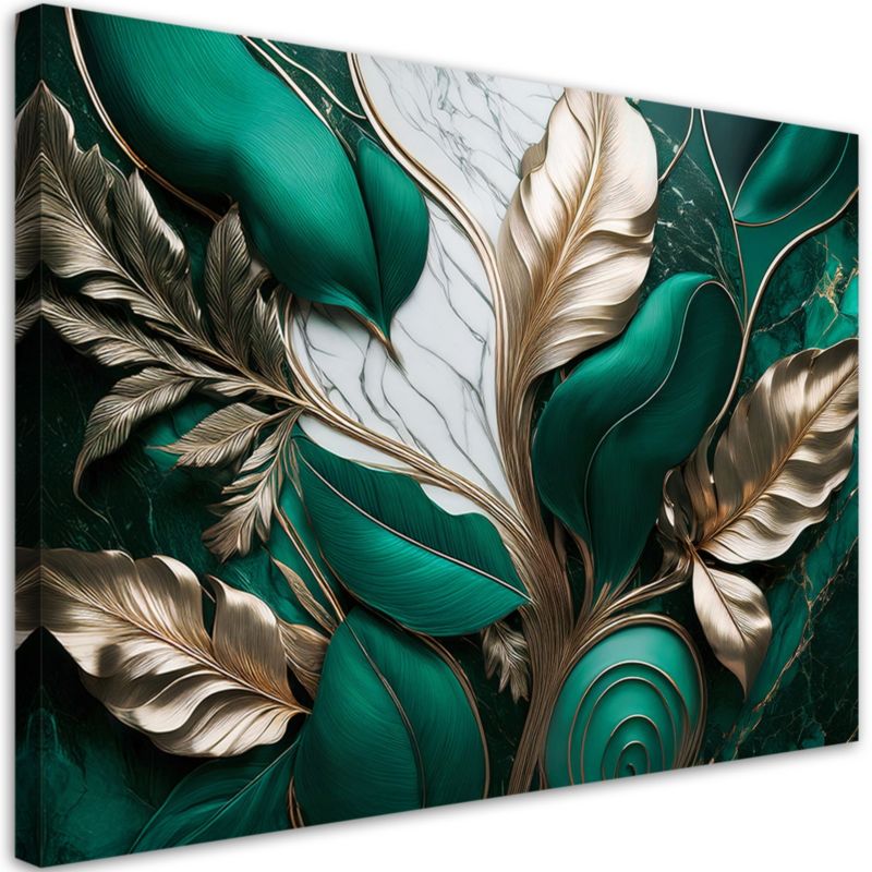 Obraz na płótnie Feeby Liście ze Zlotem styl Glamour Loft 60x40cm 1szt
