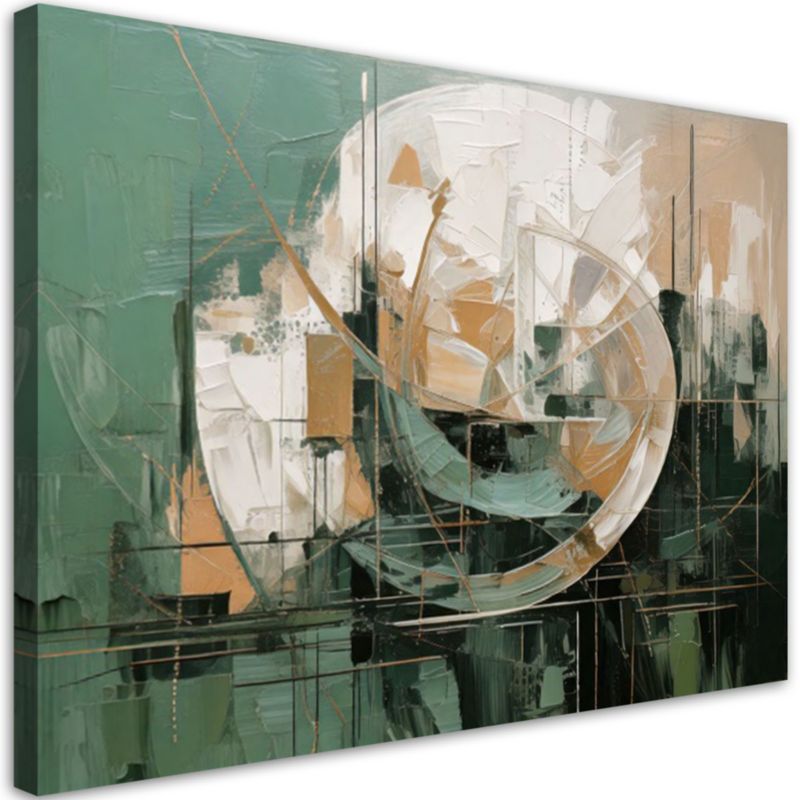 Obraz nowoczesny Feeby Abstrakcja okrag zielony złoty beżowy 120x80cm 1szt