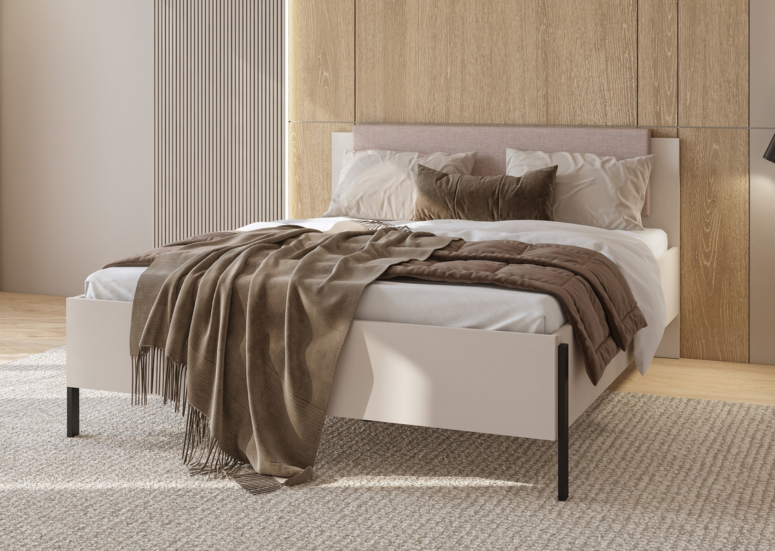 Łóżko małżeńskie skrzyniowe 180x200 cm z pojemnikiem do sypialni kaszmir JUKON