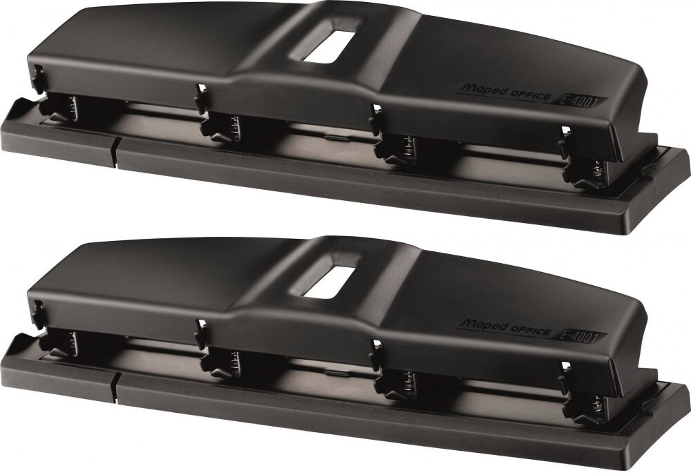 2x Dziurkacz Maped Essentials, 4 otwory, do 12 kartek, czarny