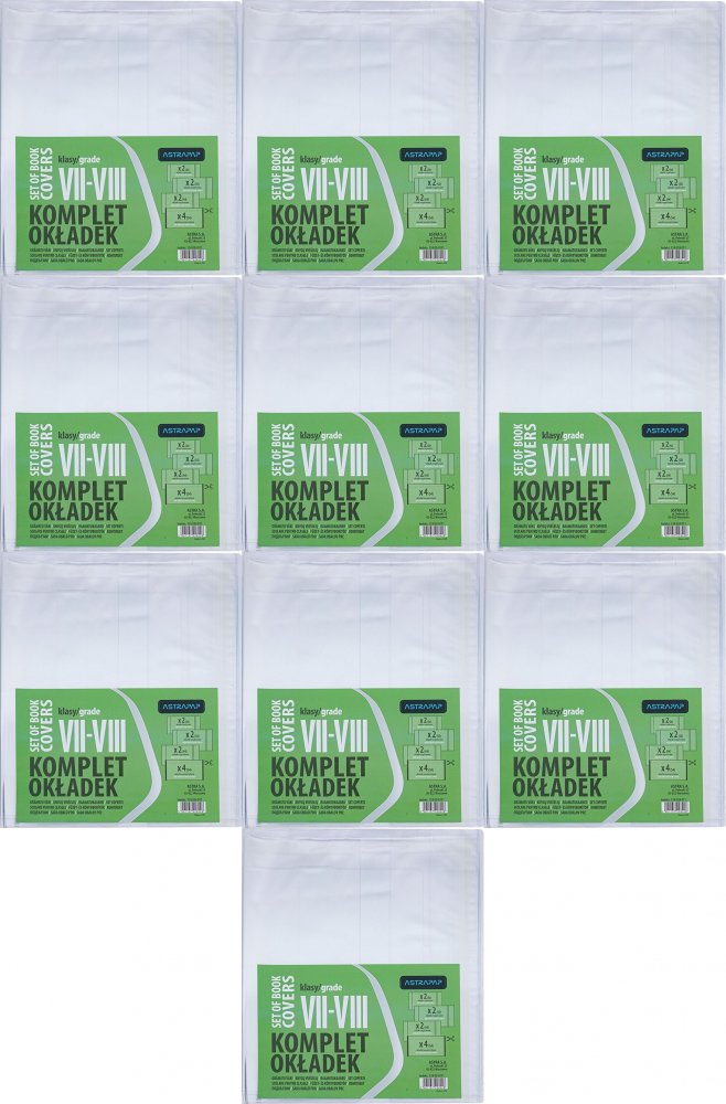 10x Okładki na zeszyt/książkę Astra Astrapap, do klas VII-VIII, 10 sztuk, transparentny