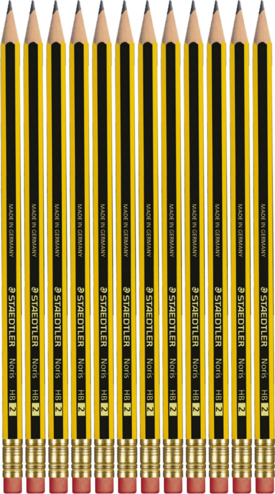 12x Ołówek Staedtler Noris, HB, z gumką, czarno-żółty