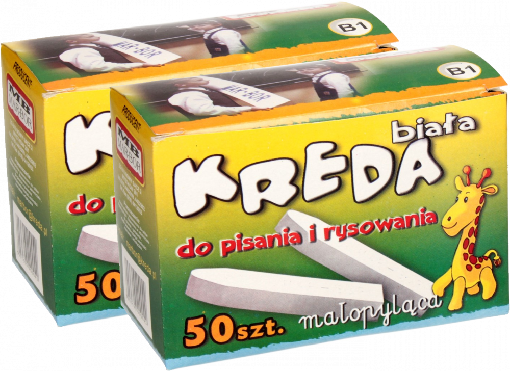 2x Kreda Mar-Bor, małopyląca, 50 sztuk, biały