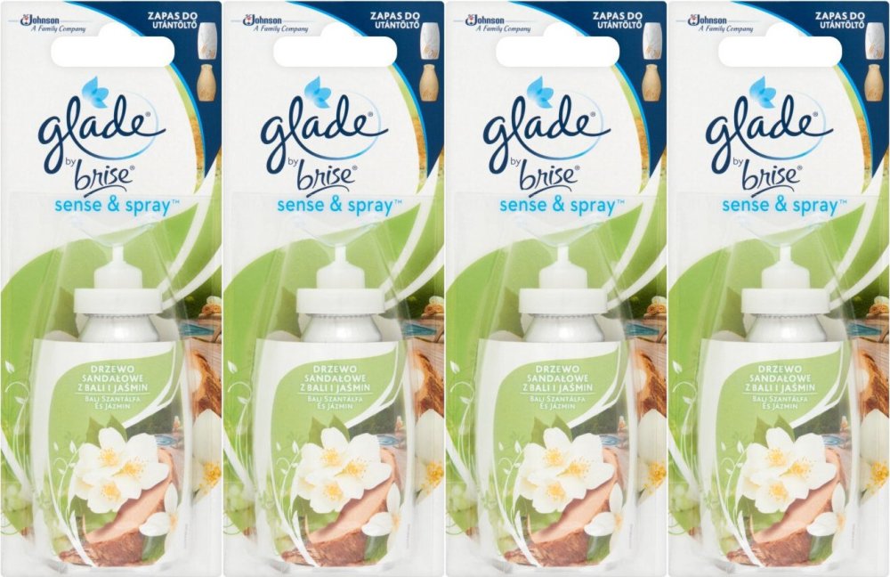 4x Wkład do odświeżacza automatycznego Glade by Brise, Sense&Spray, drzewo sandałowe z Bali i Jaśmin, 18ml