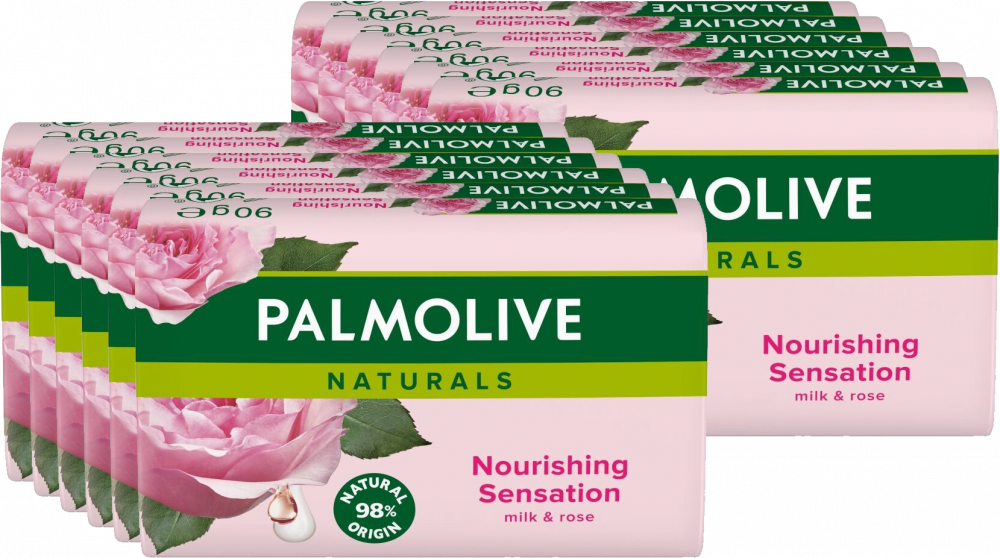 12x Mydło w kostce Palmolive Naturals Milk & Rose Petals, mleko i róża, 90g
