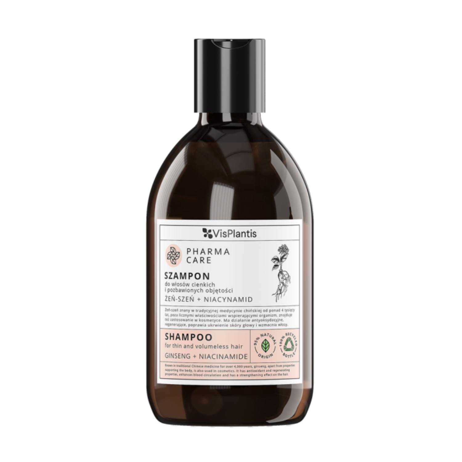 Vis plantis pharma care - szampon do włosów cienkich, pozbawionych objętości, żeń-szeń i niacynamid, 500 ml