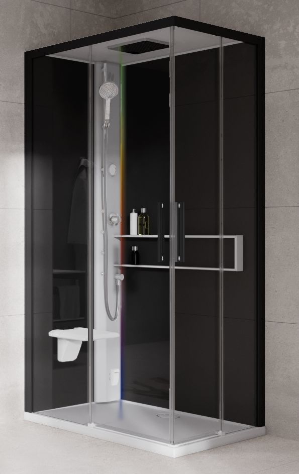 Novellini Glax 2 2.0 A kabina z hydromasażem 100x70 cm lewa parowa z brodzikiem biała G22A107SM5-1UH