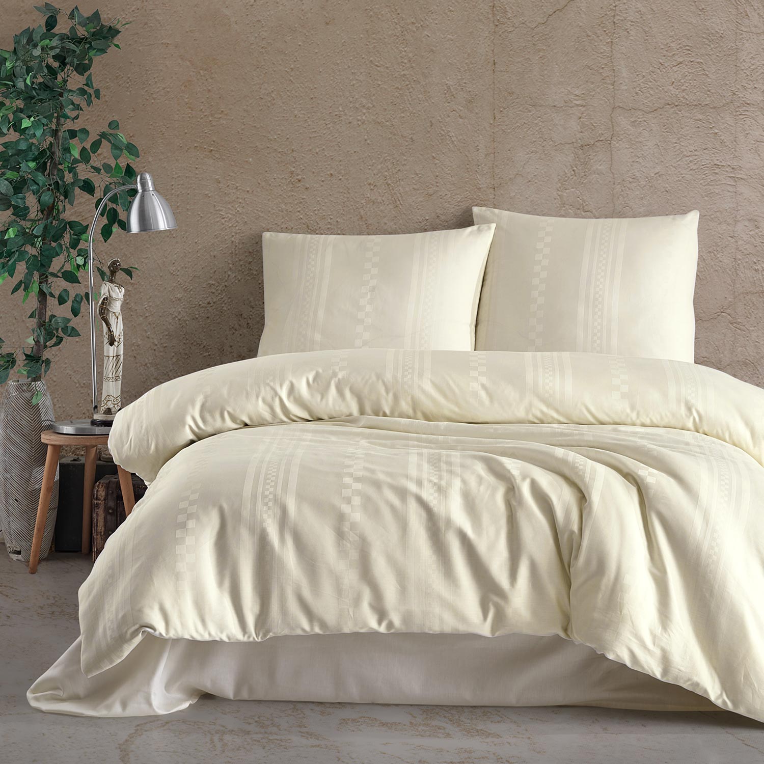 Pościel bawełniana 160x200 z satynowym połyskiem Capital ecru