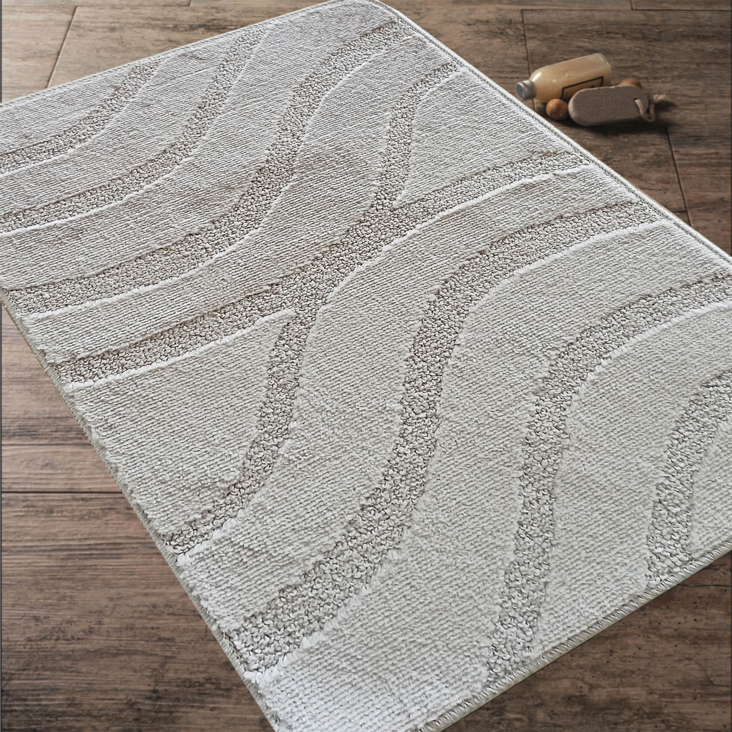 Komplet Dywaników Łazienkowych Montana Symphony - Piaskowy Szary Pod WC Antypoślizgowy