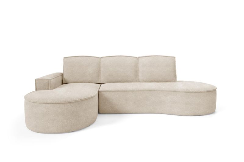 Narożnik z funkcją spania Bettso Flow lewy z poduszkami w tkaninie abriamo beżowy 1szt.