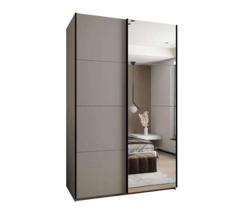 Szafa przesuwna Abiks LUX 3 wysoka szer.150cm kaszmir/kaszmir/czarny 1szt.