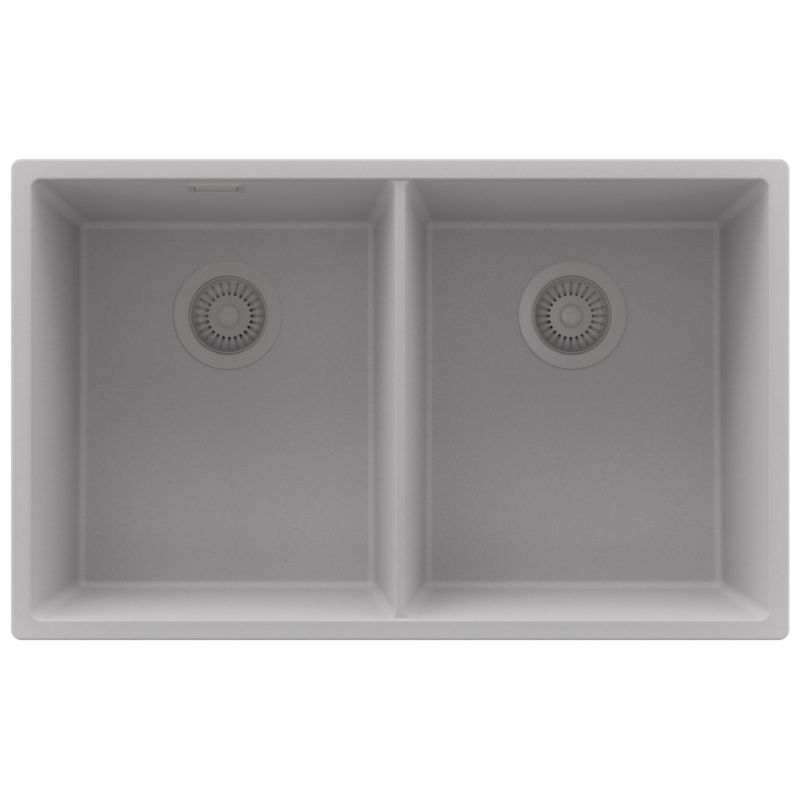 Zlewozmywak Londyn Slim Twin PRIMAGRAN Nablatowy 76x47cm do szafki od 80cm, Szary + Syfon, S009, 1 szt.