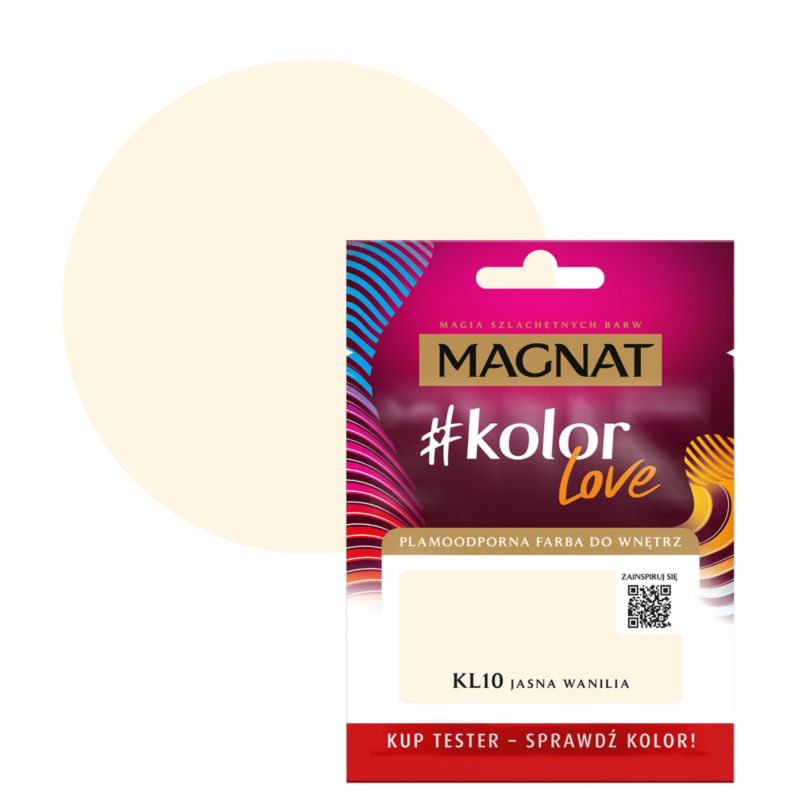 Tester farby plamoodpornej Magnat #kolorLove KL10 jasna wanilia 0,025 l