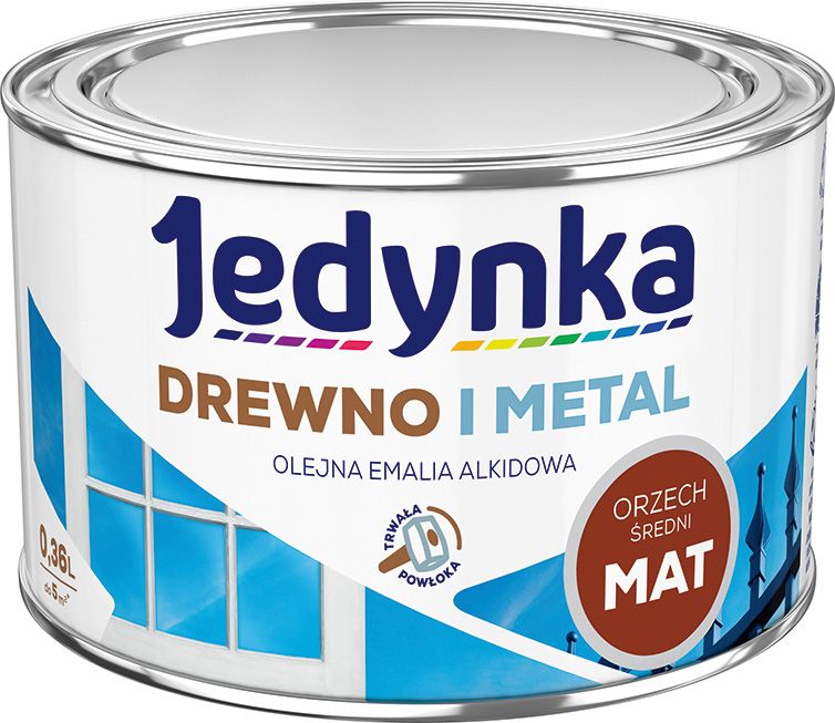 Emalia alkidowa Jedynka Drewno i Metal orzech średni mat 0,36 l