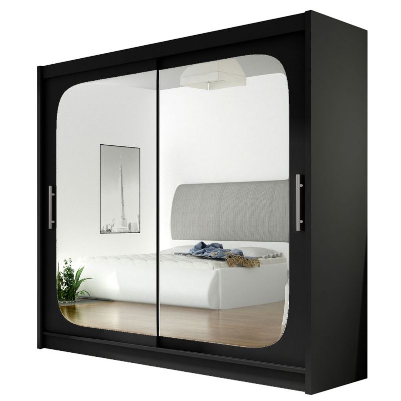 Szafa MIRJAN 24 z drzwiami przesuwnymi London VIII czarny/lustro 1 szt.