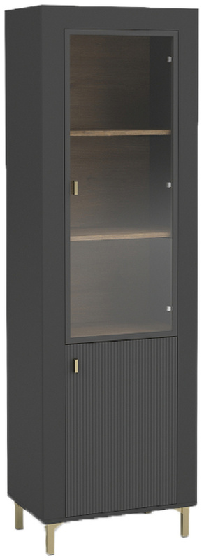 Czarna wysoka witryna na książki do salonu 60 cm MISTY