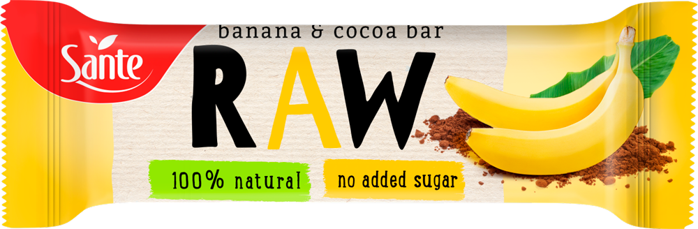 Baton Raw Sante Owocowy, banan i kakao, 35g