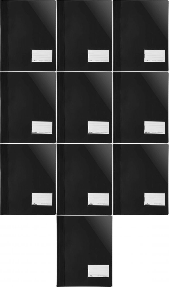 10x Skoroszyt plastikowy Durable, A4+, z okienkiem, do 200 kartek, przezroczysty/czarny