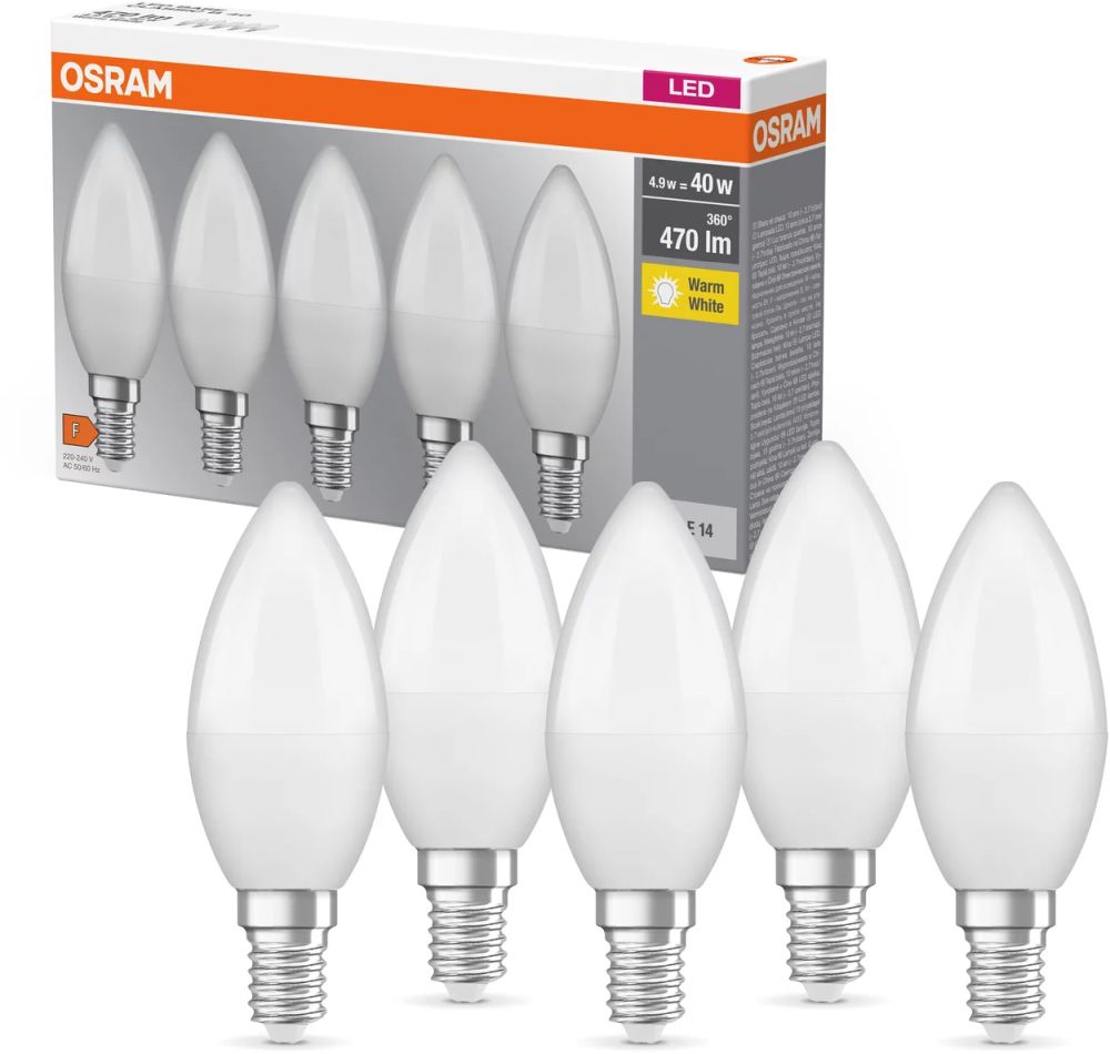 Osram LED Lamps żarówki LED Multipack 5x4,9 W 2700 K E14