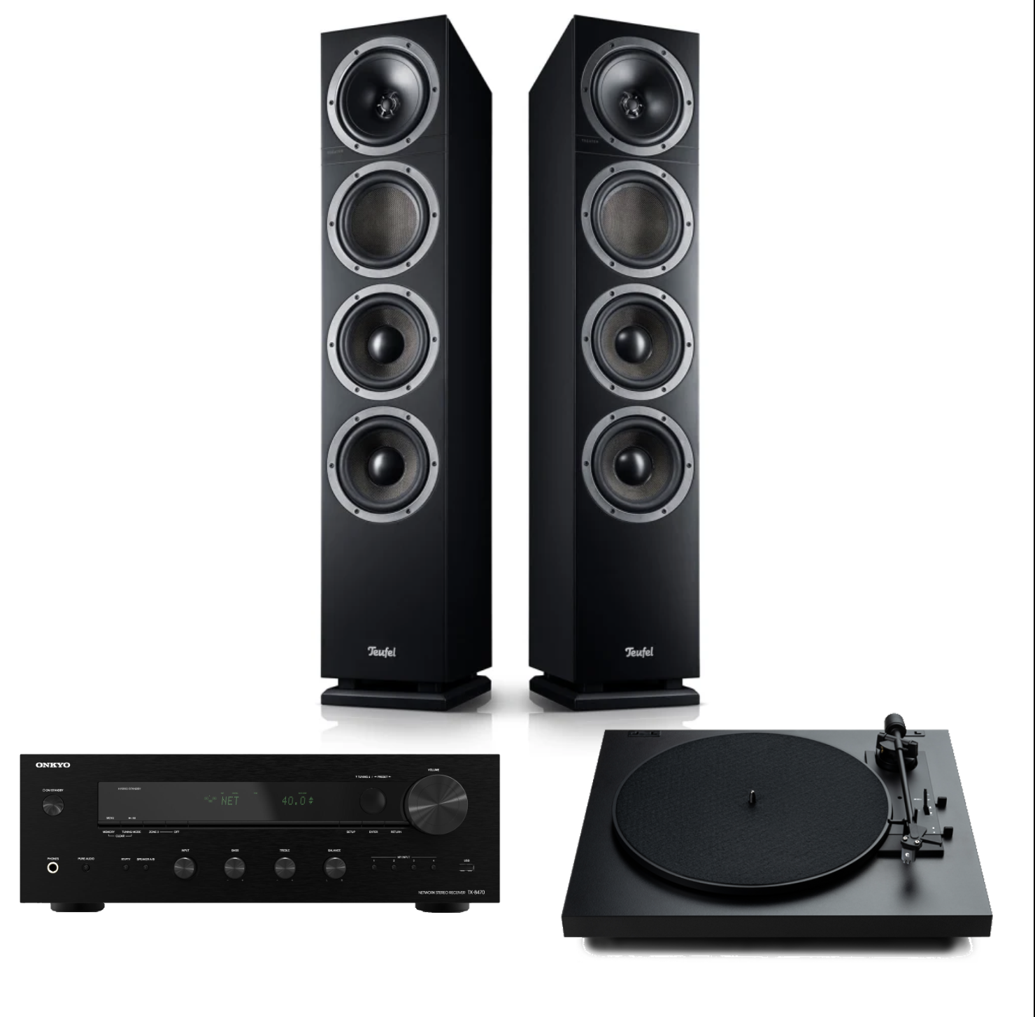 Teufel theater 500 + onkyo tx-8470 + pro-ject a 1.2 - gramofon półautomatyczny