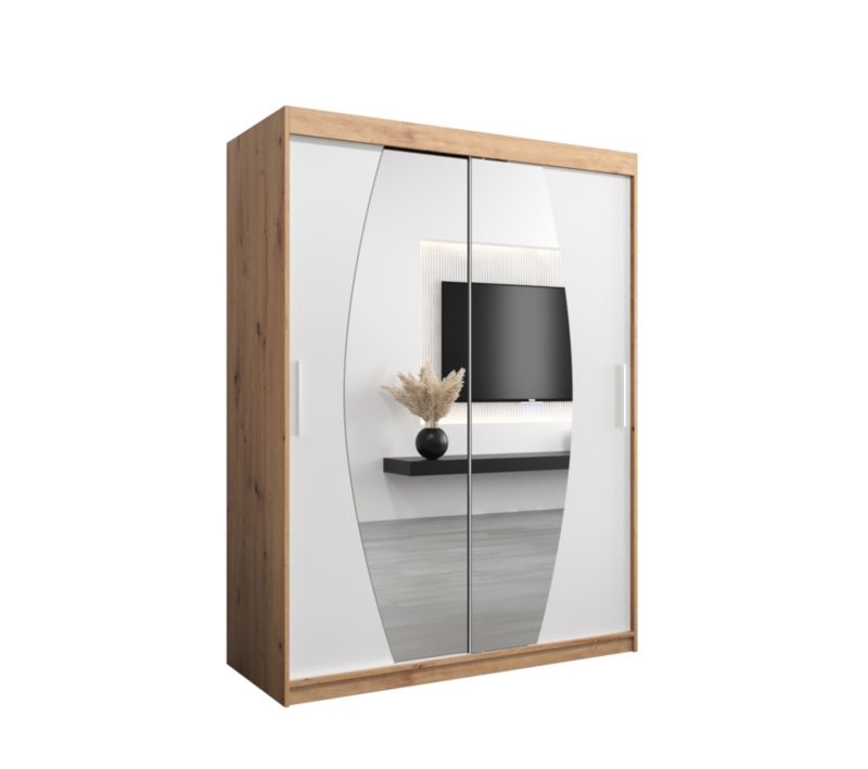Szafa przesuwna Garderoba Abiks ELYPSE 150 dąb artisan + biały mat 1 szt.