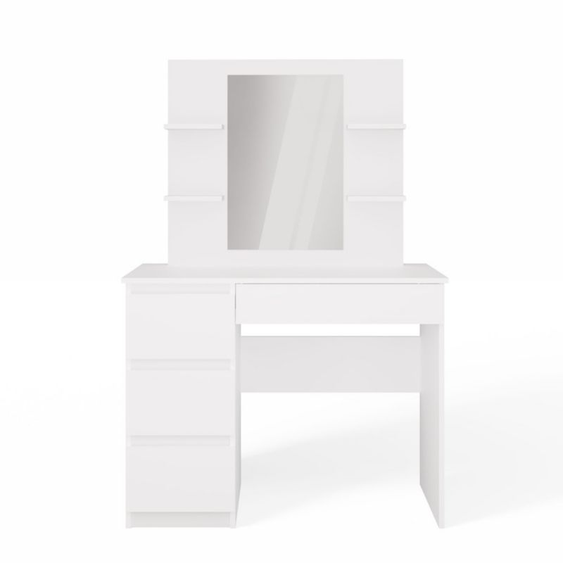 Toaletka Topeshop Marina 4P Lustro Mijas Lewe 4 Szuflady 4 Półki Biała Do Sypialni 51x98x146 cm 1 szt.