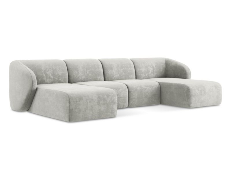 Sofa panoramiczna LaMiaSofa CERVO z tkaniny szenilowej 370x170 cm jasny szary 1 szt.