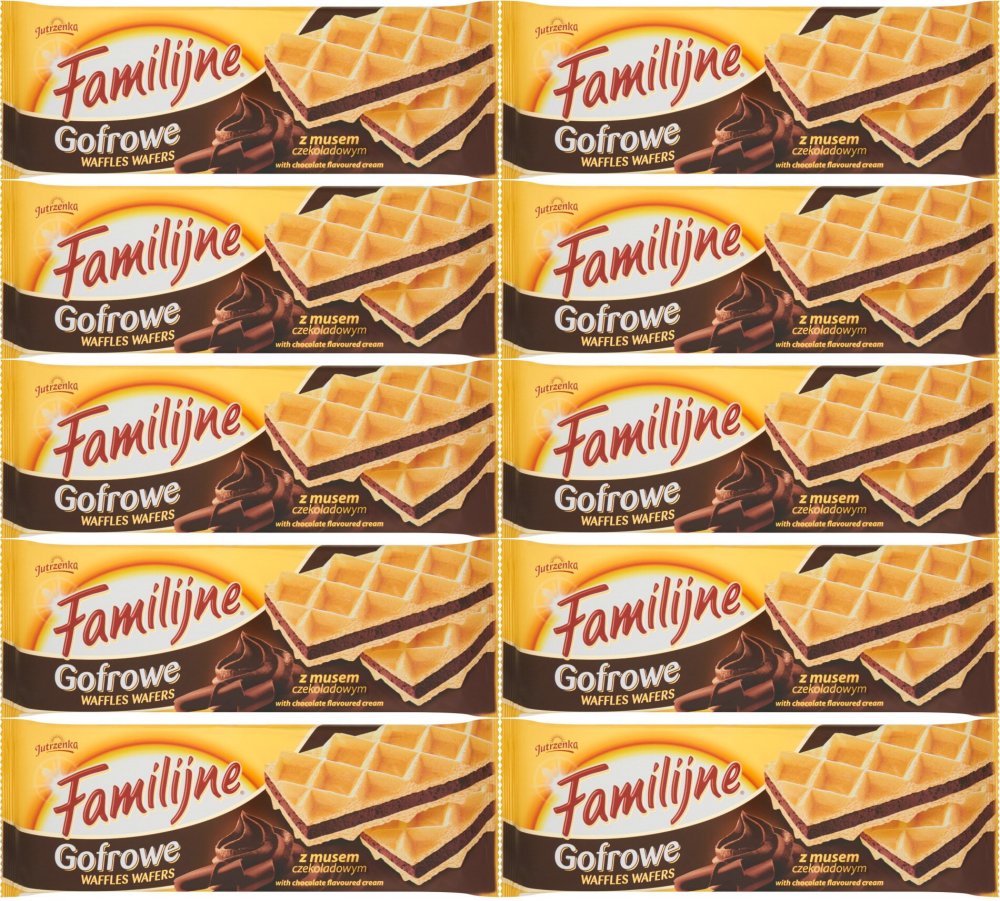 10x Wafle Familijne gofrowe Jutrzenka, czekoladowy, 150g