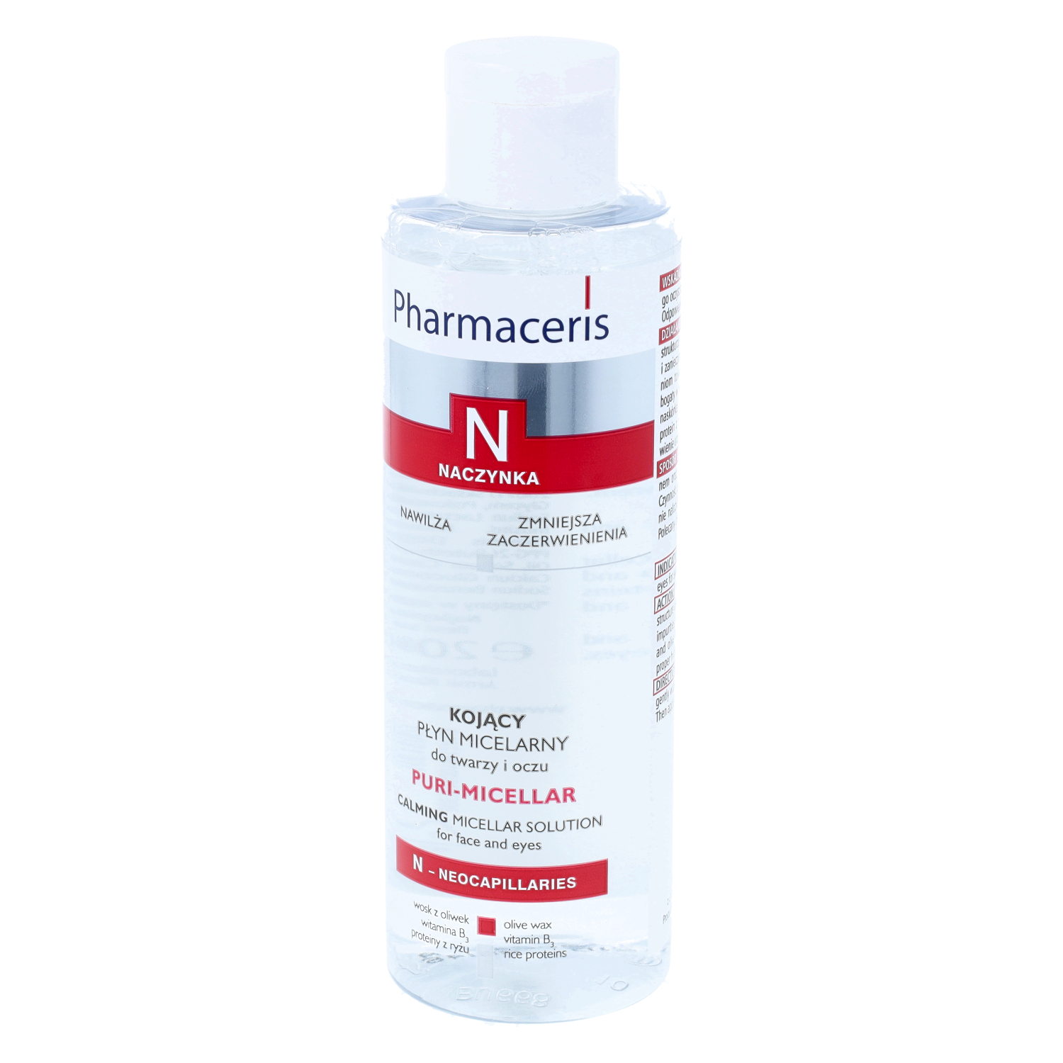 Pharmaceris n puri-micellar - kojący płyn micelarny do oczyszczania, demakijażu twarzy i oczu dla skóry naczynkowej, 200 ml