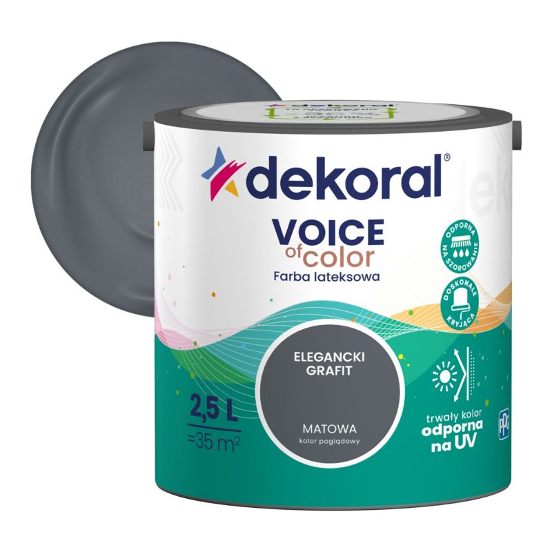 Farba kolorowa Dekoral Voice of Color elegancki grafit 2,5 l
