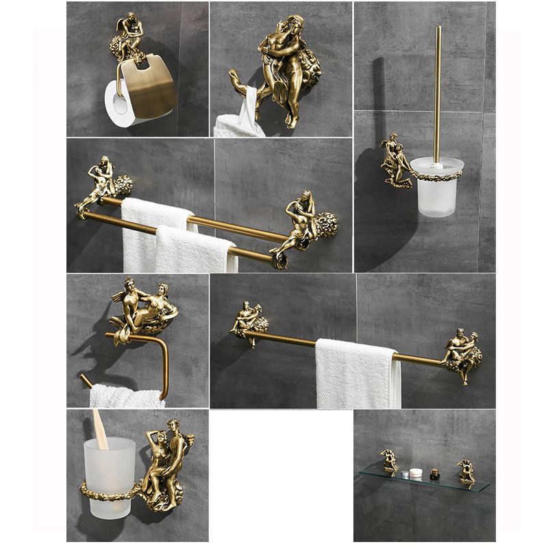 Zestaw akcesoriów łazienkowych EUNIKE mosiężny szczotkowany mosiądz anioły retro 1 szt.