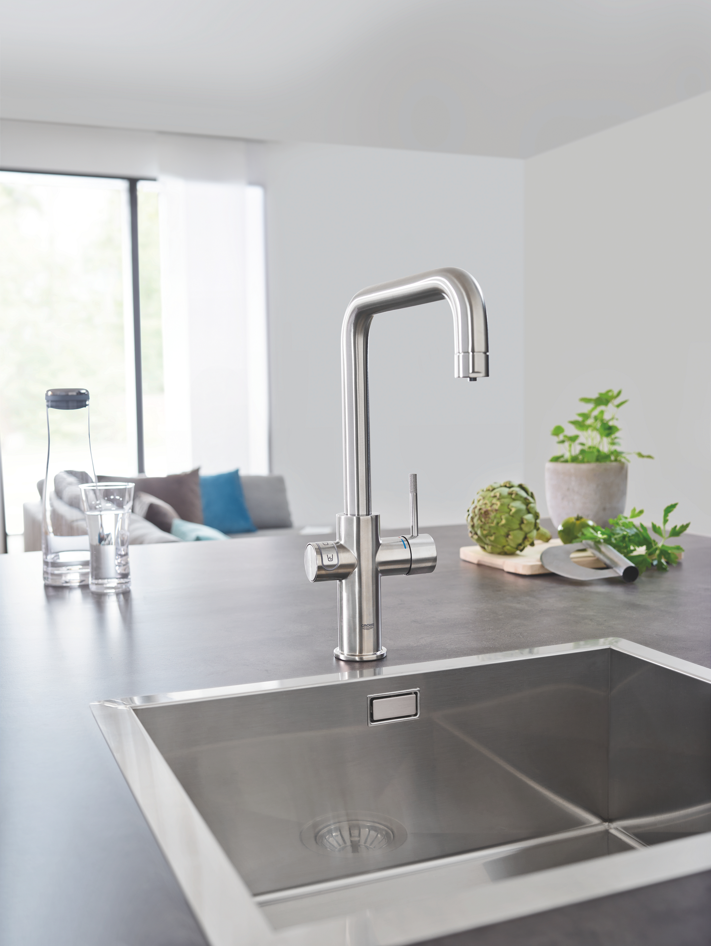 Grohe Blue Home zestaw startowy z baterią kuchenną stal nierdzewna 31456DC1