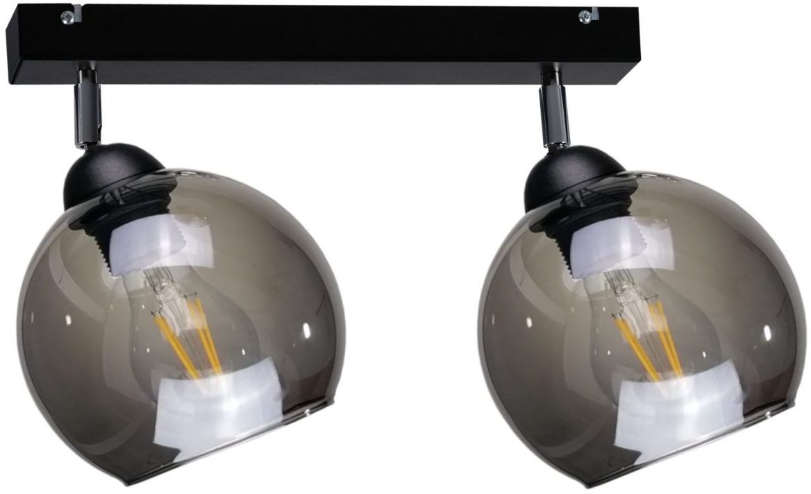 Keter Lighting Yuno lampa podsufitowa 2x60 W czarna-przydymiona 1219 - Wysyłka w 24h