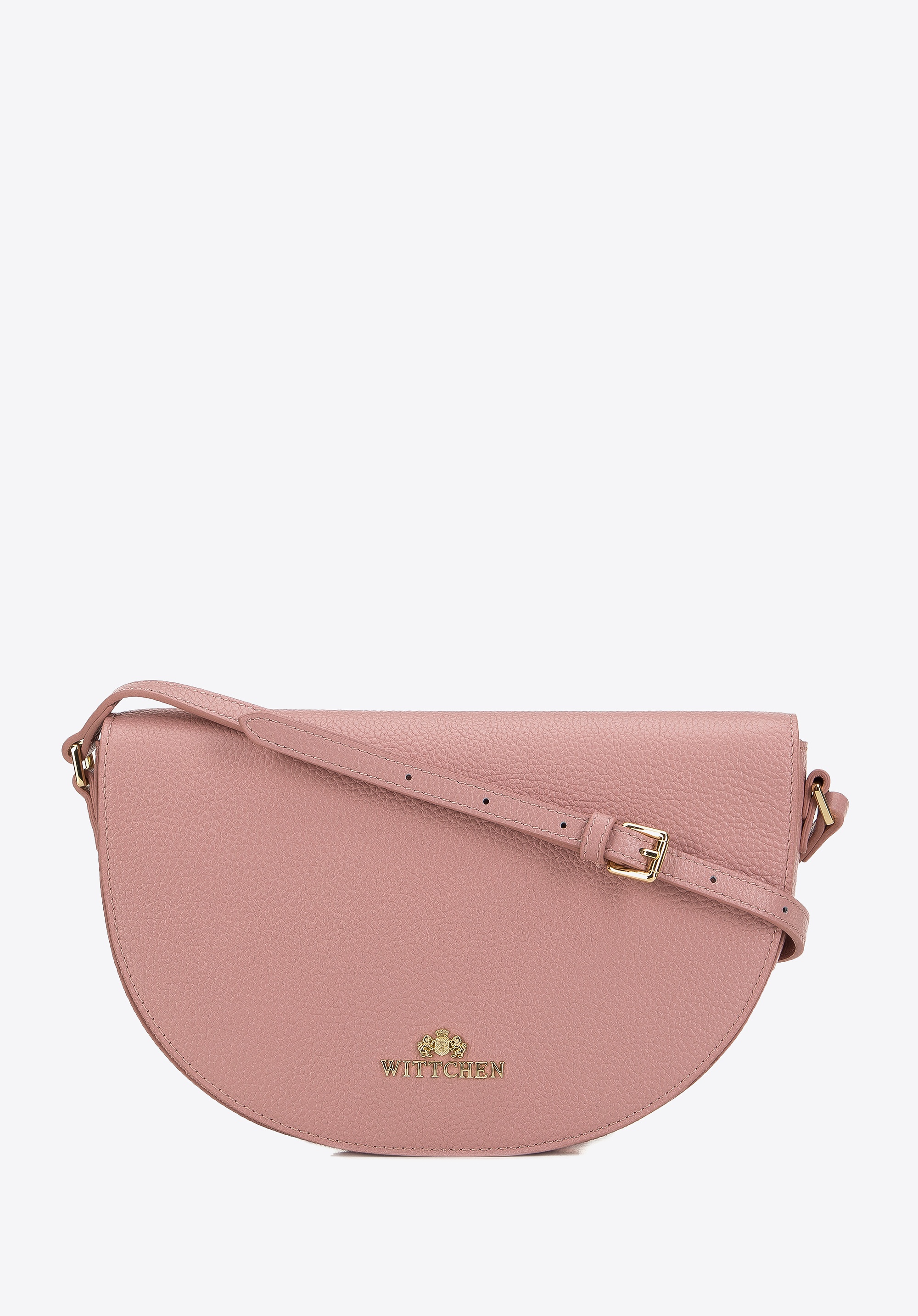 Damska saddle bag z groszkowanej skóry różowa