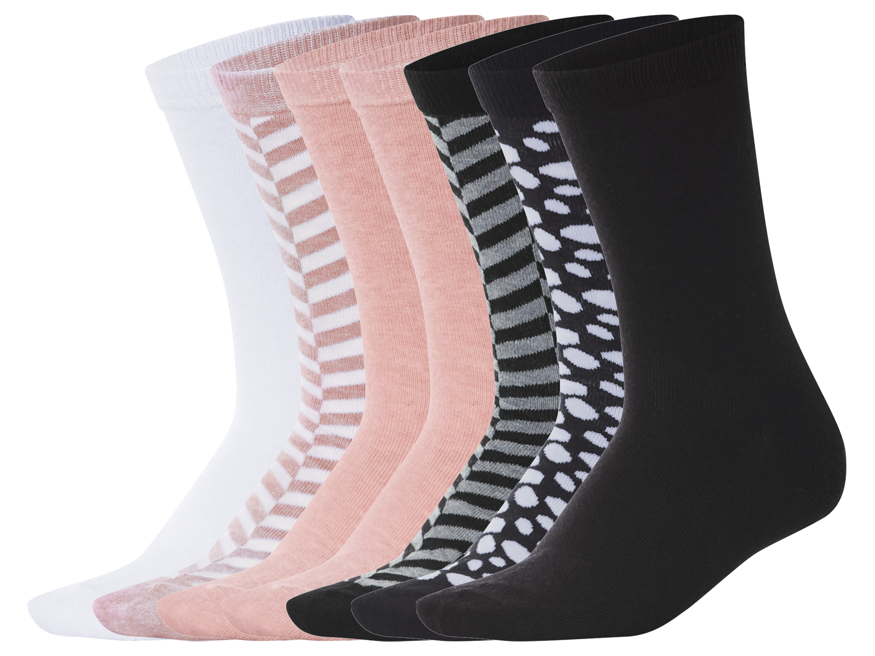 esmara Skarpetki damskie z biobawełną, 7 par Różowy/biały/czarny, 39-42