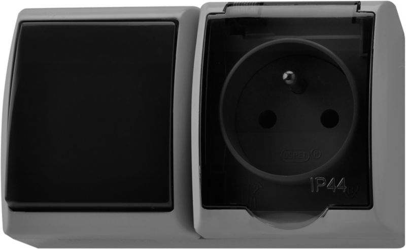 Zestaw łącznik i gniazdo Ospel Fala szary